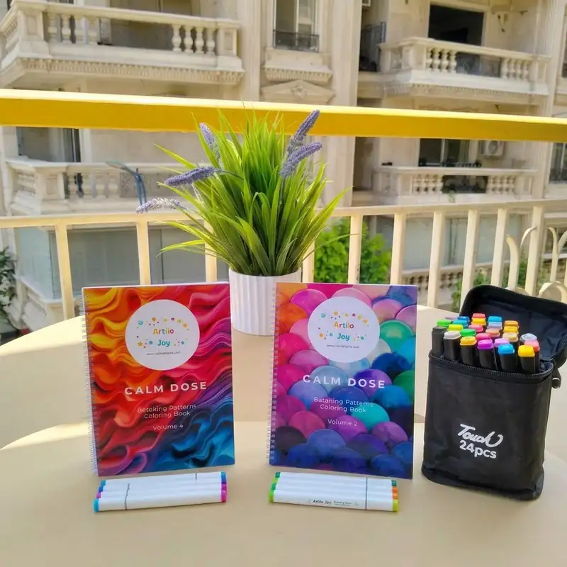 Product image of The Besties Bundle (2 Relaxing Coloring Books + 24 Markers + White Gel Pen)