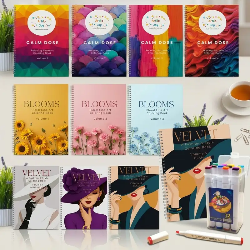 Product image of My Time Bundle (1 Coloring Book + 12 Markers Touch Young + White Gel Pen)