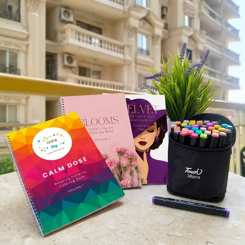 Product image of The Gathering Bundle (3 Coloring Books + 36 Markers + White Gel Pen)